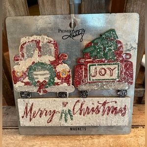 Merry Christmas Magnets 3 pc Primitives By Kathy, Farmhouse Christmas Magnets